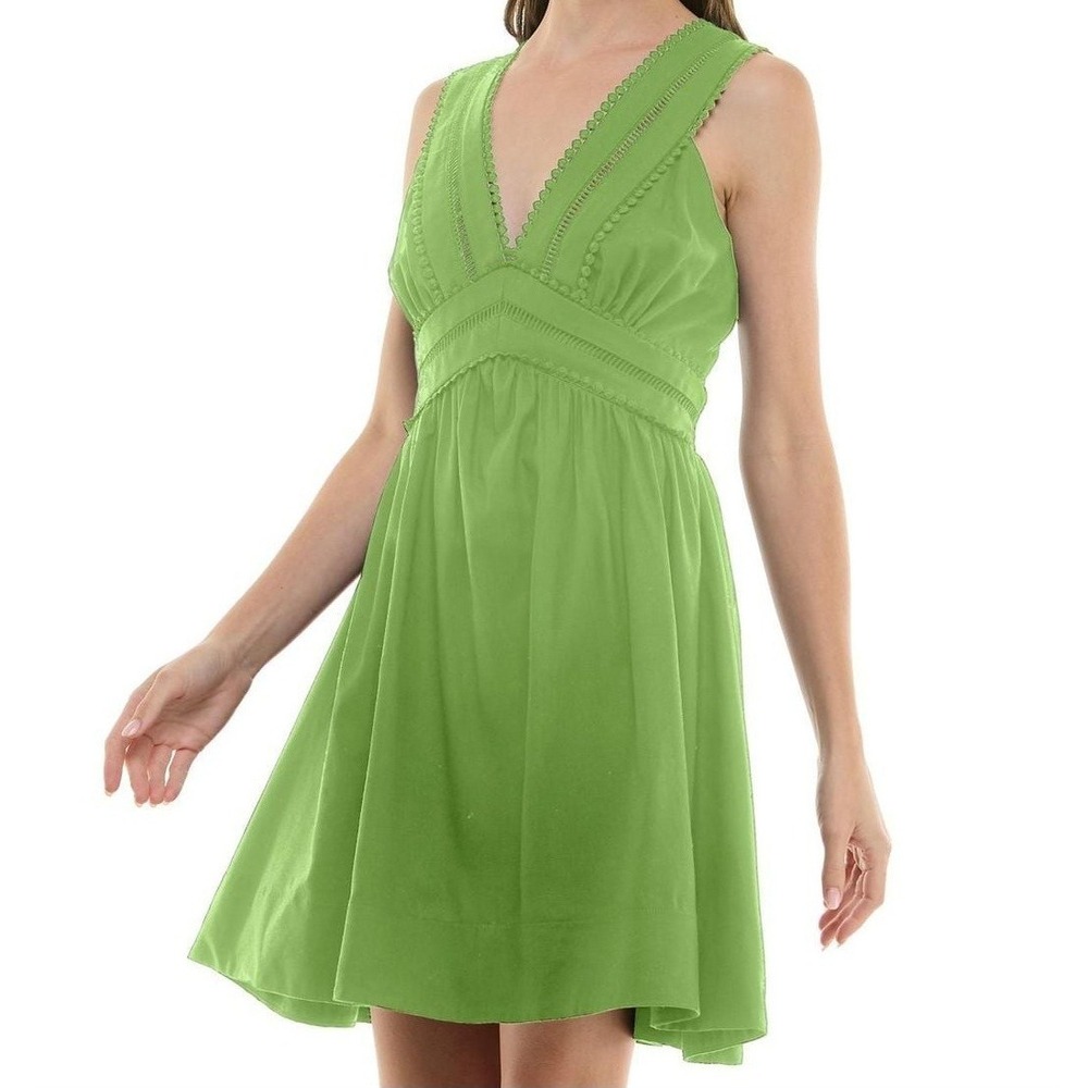 Taylor V Neck Sleeveless Lace Inset Mini‎ Lime Dress A Line Womens Size 6 NWT